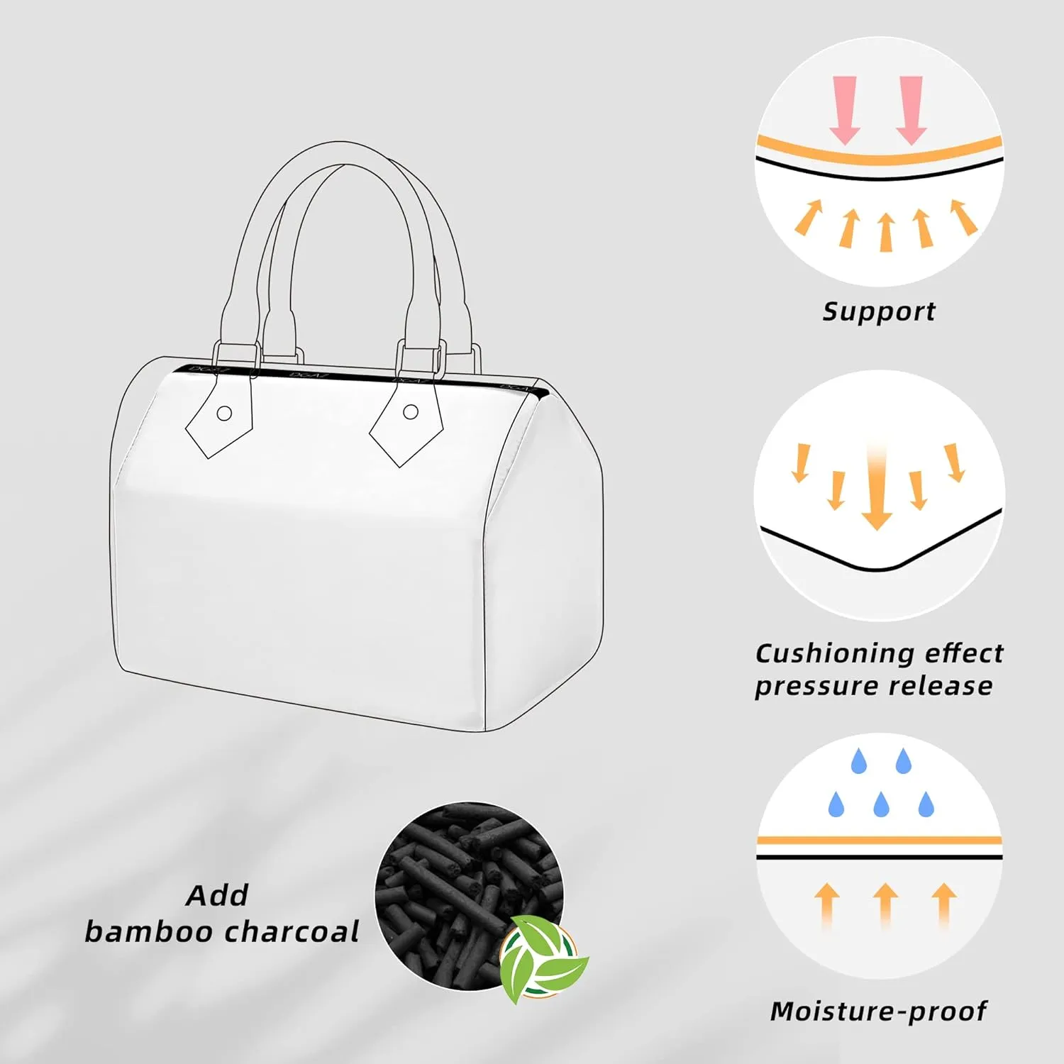 DGAZ Purse Pillow Shaper Insert for LV Speedy 16/New16/20/25/30/35/45 Bags, Silky Pillow Shaper for Luxury Handbags（White, 20）