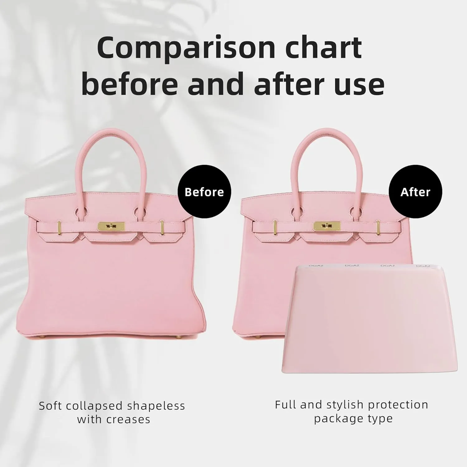DGAZ Purse Pillow Shaper Insert,Luxury Handbag Tote Shapers, Memory Foam- Fits Birkin 25/30/35/40 Bag (Pink, BK30 Retourne)