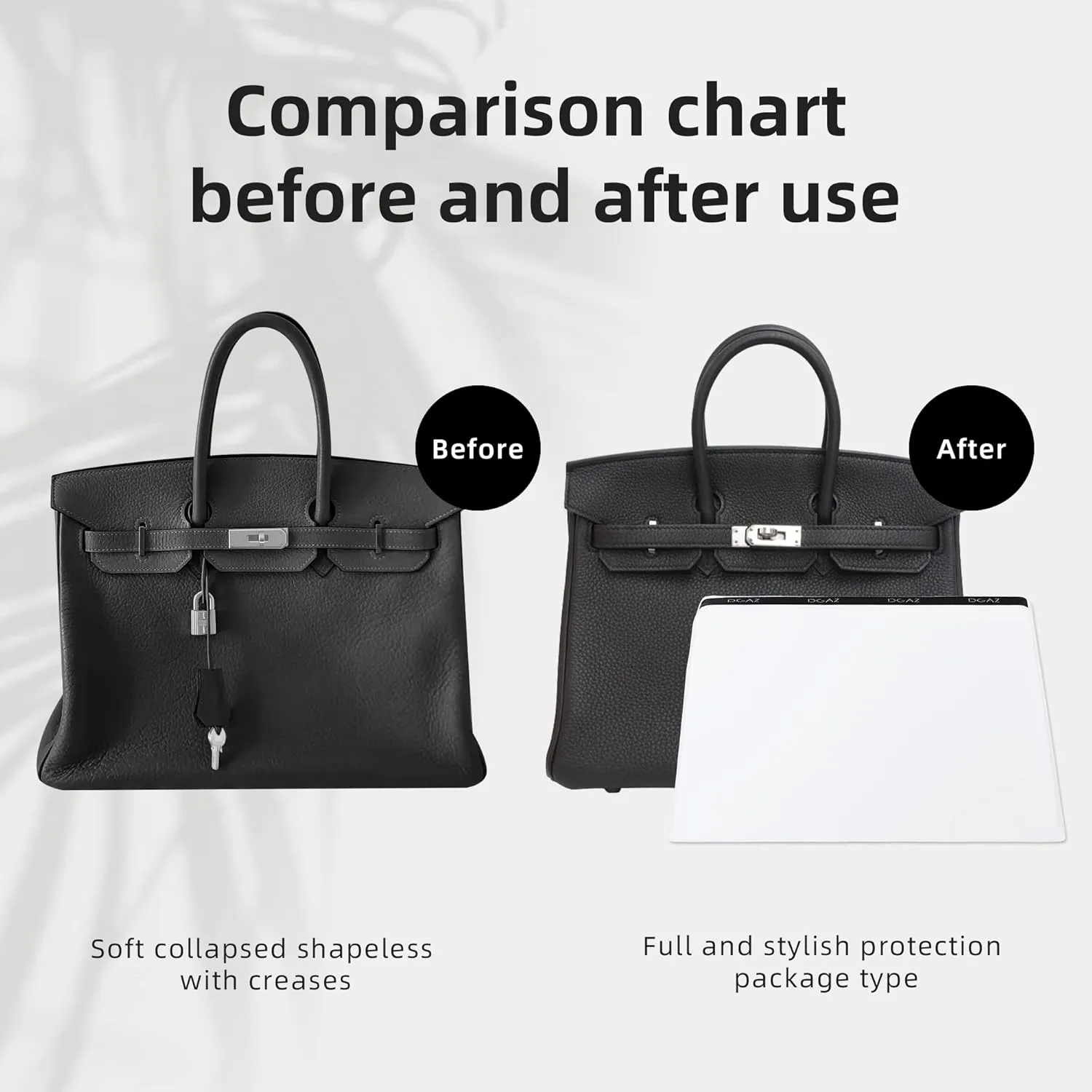 DGAZ Purse Pillow Shaper Insert,Luxury Handbag Tote Shapers, Memory Foam- Fits Birkin 25/30/35/40 Bags (White, BK35)