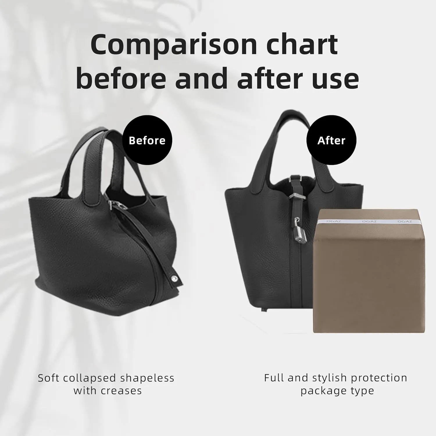 DGAZ Purse Pillow Shaper Insert,Luxury Handbag Tote Shapers, Memory Foam- Fits picotin14/18/22/26/31Bags(Etoupe Grey,PC22)