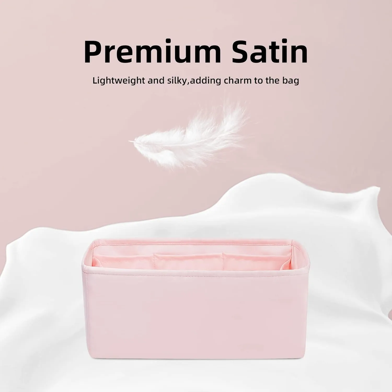 DGAZ Silk Purse Organizer Insert Fits Hermes Herbag 31/39/50 Bags, Luxury Handbag & Tote Organiser, Simplicity bag insert（Pink,H31）