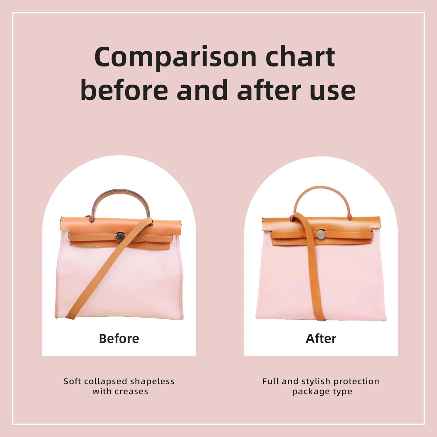 DGAZ Silk Purse Organizer Insert Fits Hermes Herbag 31/39/50 Bags, Luxury Handbag & Tote Organiser, Simplicity bag insert（Pink,H31）