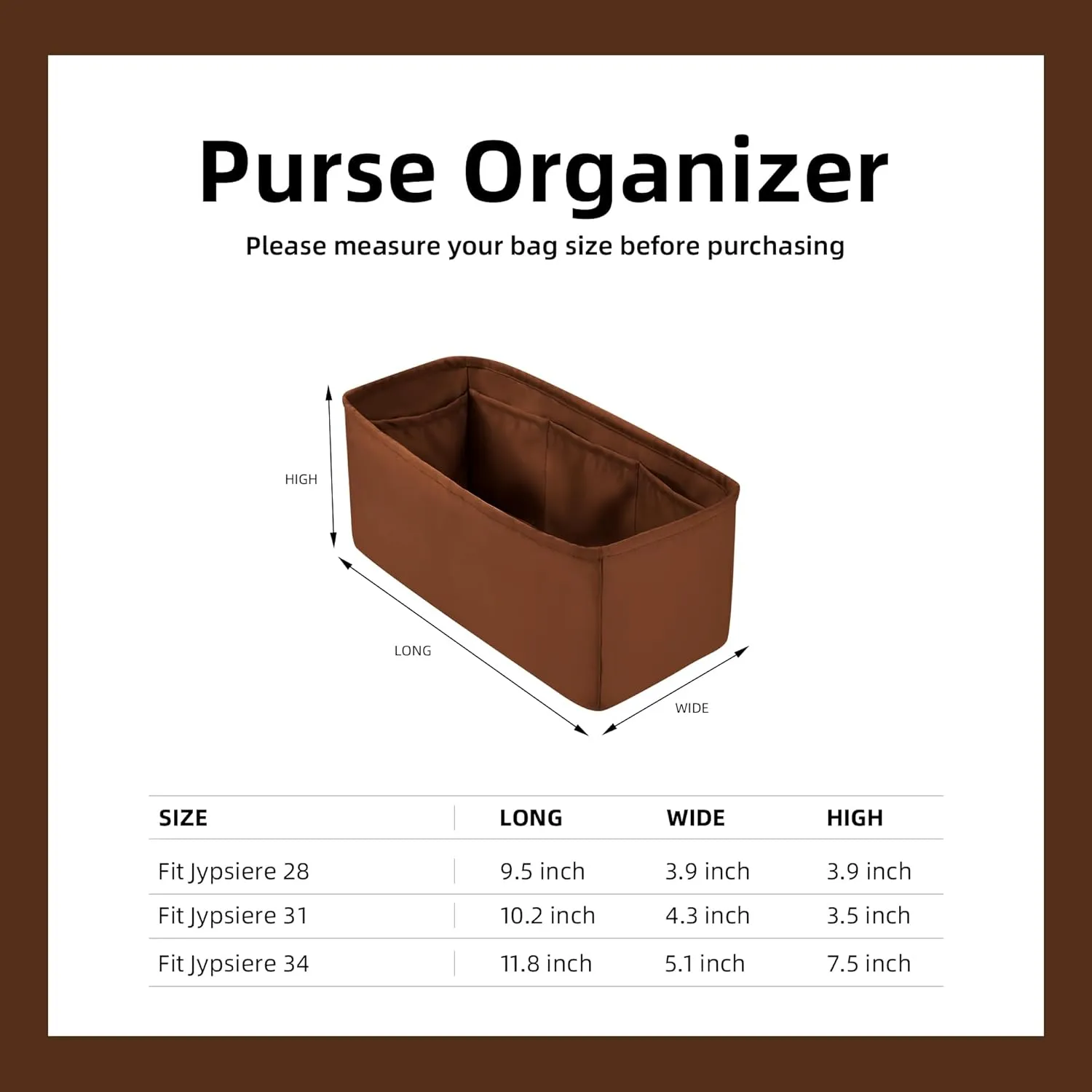 DGAZ Silk Purse Organizer Insert Fits Hermes Jypsiere Bags, Silky Smooth Bag Organizer，Luxury Handbag & Tote Shaper(Gold,Jypsiere 28)