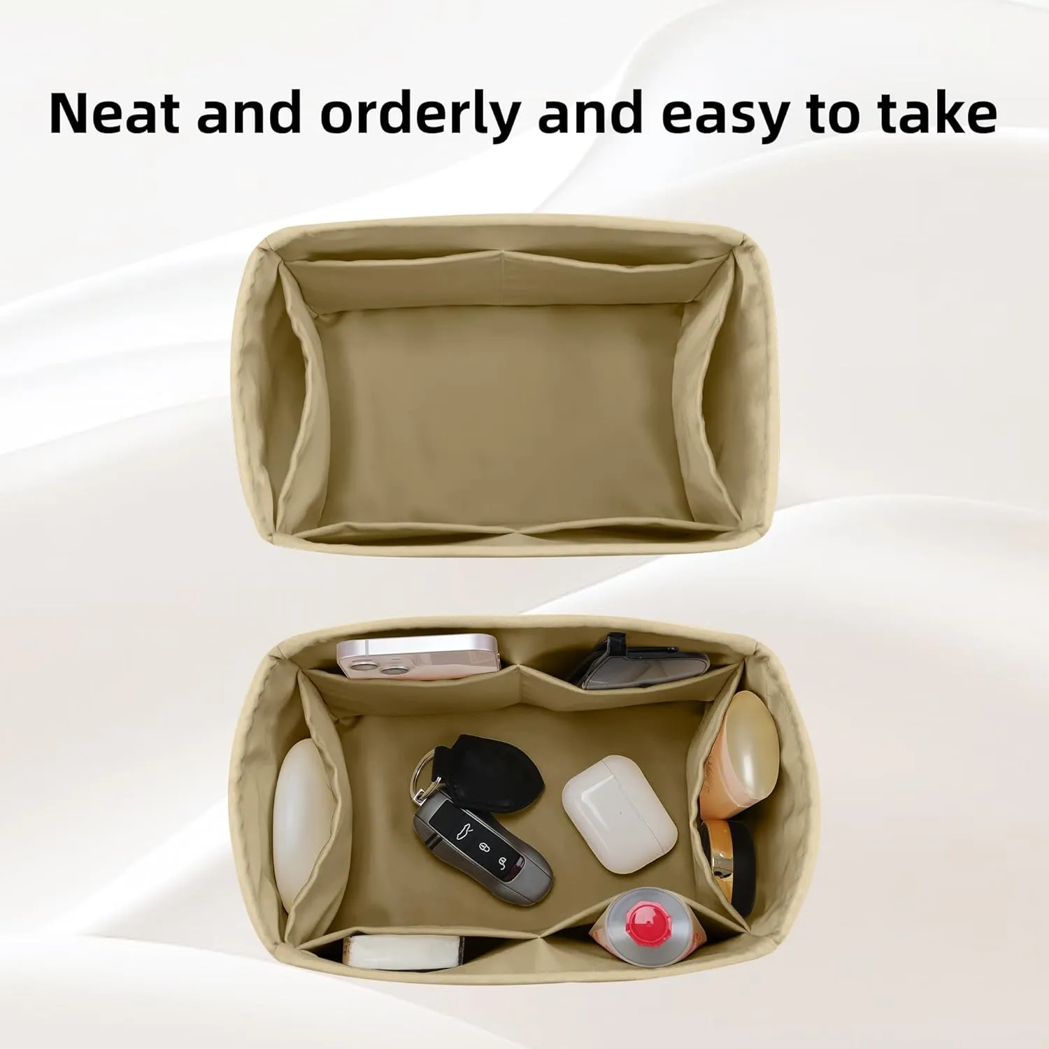 DGAZ Silk Purse Organizer Insert Fits LV Speedy 16/20/25/30/35/40/45 bags，Silky Smooth Bag Organizer，Luxury Handbag & Tote Shaper(S2 trench,SP20)