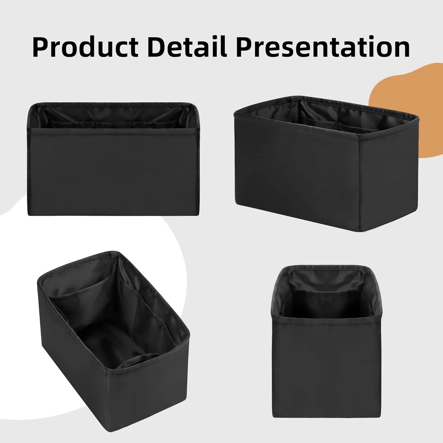 DGAZ Silk Purse Organizer Insert Fits LV Speedy 16/20/25/30/35/45 bags，Silky Smooth Bag Organizer，Luxury Handbag & Tote Shaper（Black，SP16）