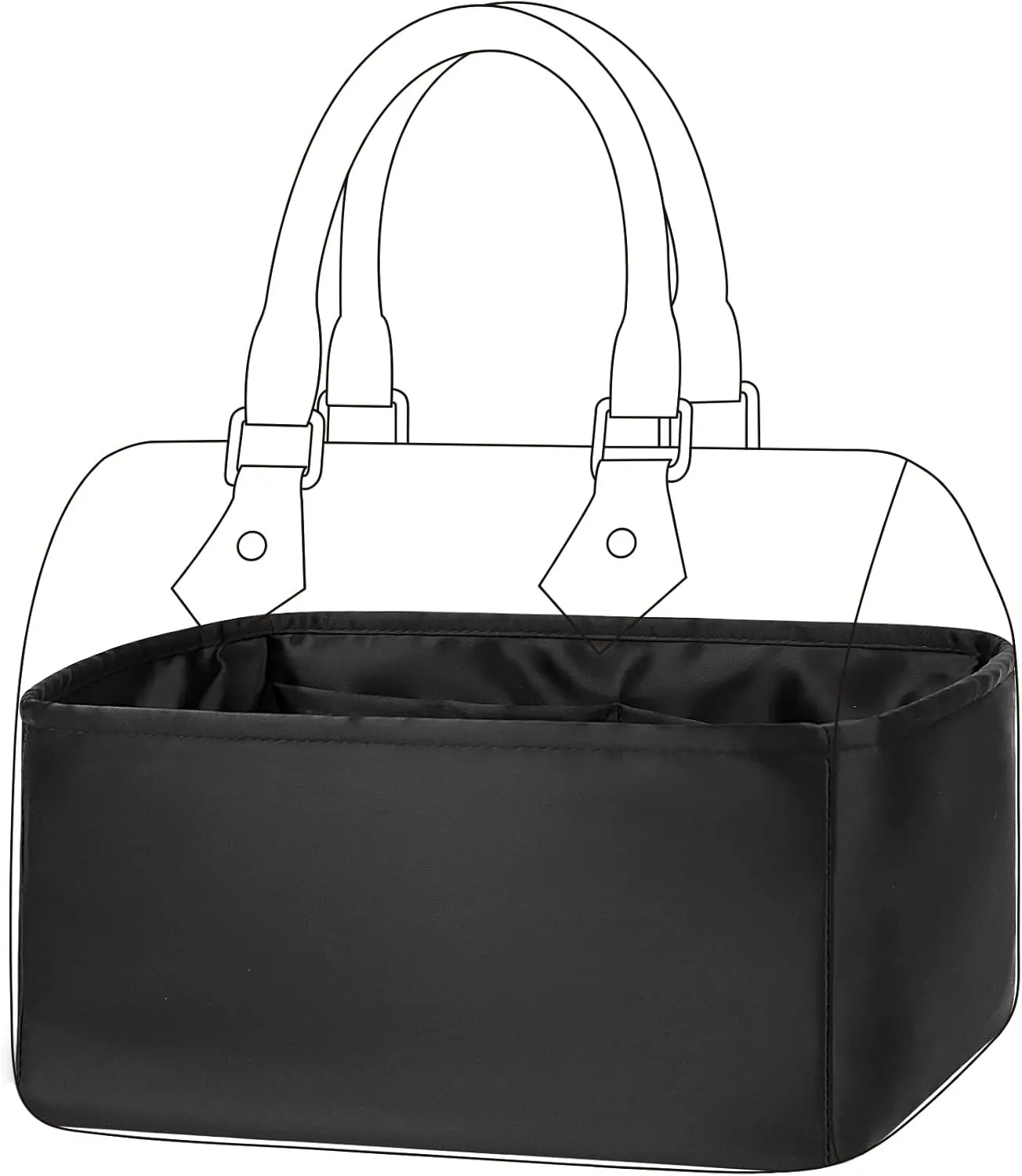 DGAZ Silk Purse Organizer Insert Fits LV Speedy 16/20/25/30/35/45 bags，Silky Smooth Bag Organizer，Luxury Handbag & Tote Shaper（Black，SP16）