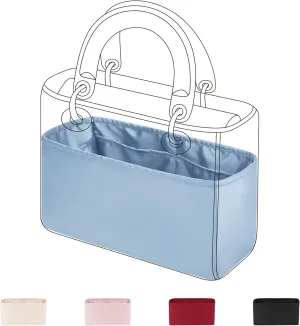 DGAZ Silk Purse Organizer Insert For Lady-Dior Micro/Mini/S/M/L bags，Silky Smooth Bag Organizer，Luxury Handbag & Tote Shaper(Azure,M)