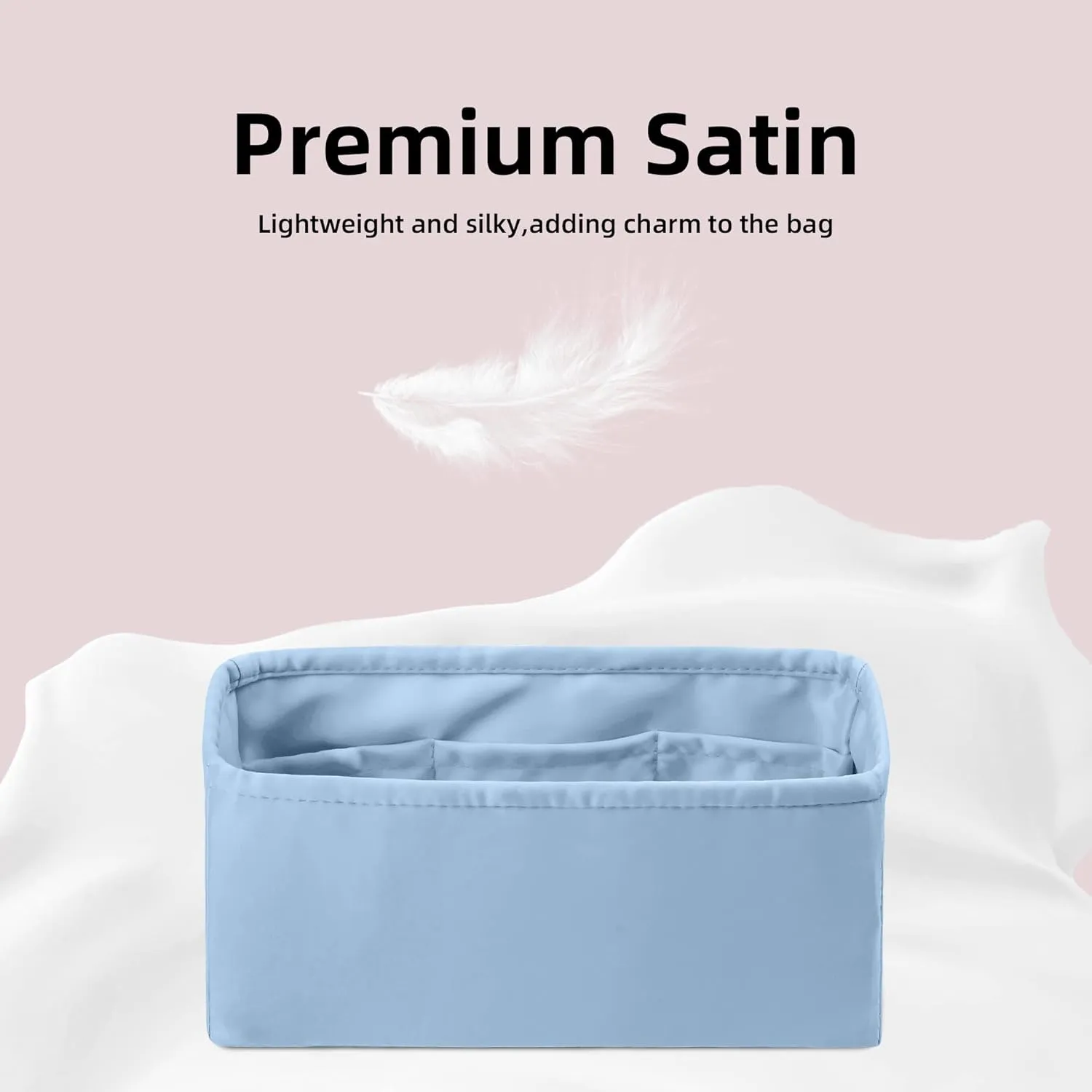 DGAZ Silk Purse Organizer Insert For Lady-Dior Micro/Mini/S/M/L bags，Silky Smooth Bag Organizer，Luxury Handbag & Tote Shaper(Azure,M)