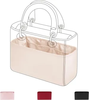 DGAZ Silk Purse Organizer Insert For Lady-Dior Micro/Mini/S/M/L bags，Silky Smooth Bag Organizer，Luxury Handbag & Tote Shaper（Craie，M）