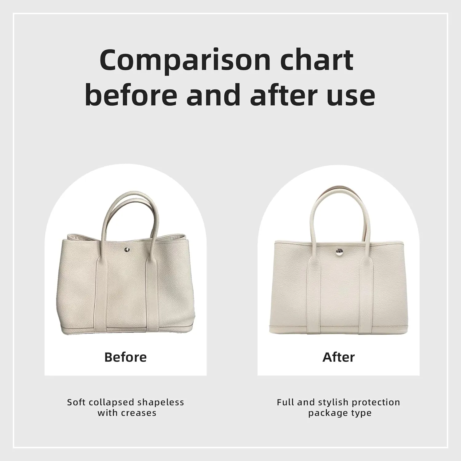 DGAZ Silky Purse Organizer Insert Fits Garden Party 23/26/30/36/45/49 Bags, Luxury Handbag & Tote Organizer, Simplicity bag organizer(Craie,GP23)