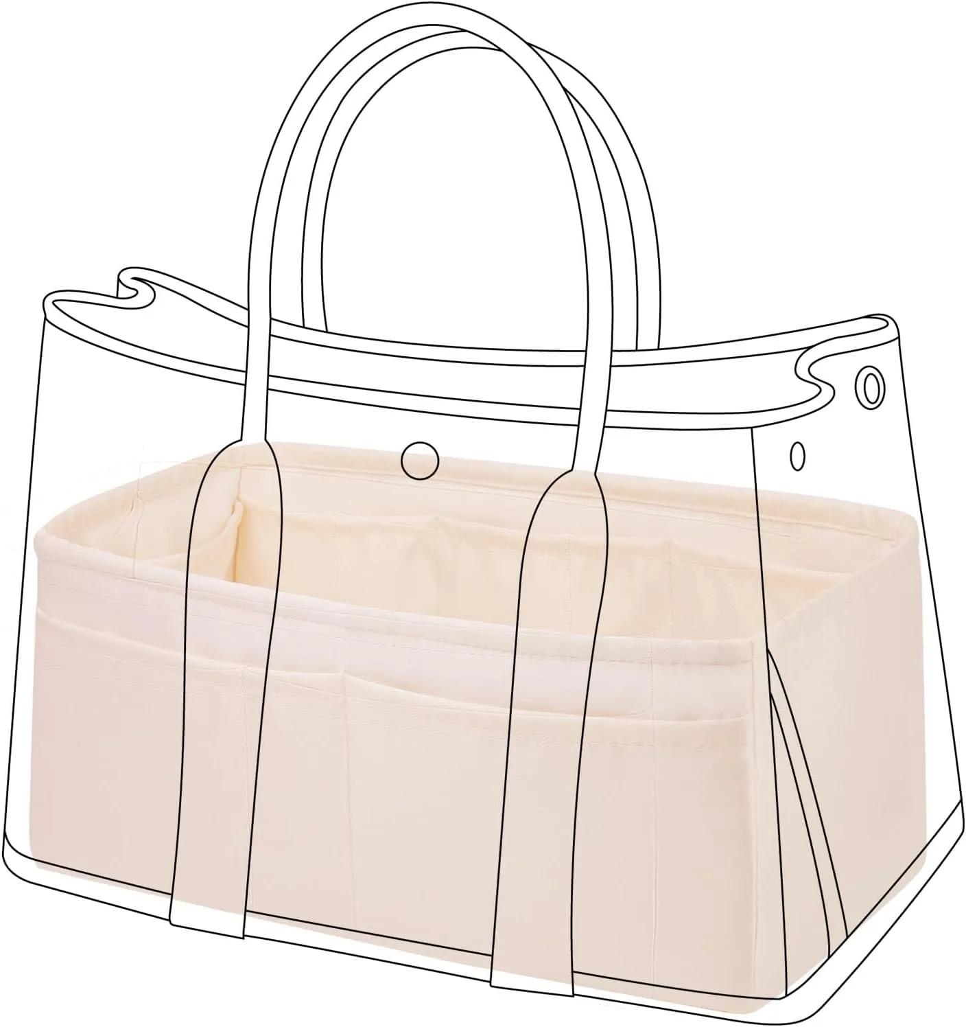 DGAZ Silky Purse Organizer Insert Fits Garden Party 23/26/30/36/45/49 Bags, Luxury Handbag & Tote Organizer, Simplicity bag organizer(Craie,GP23)