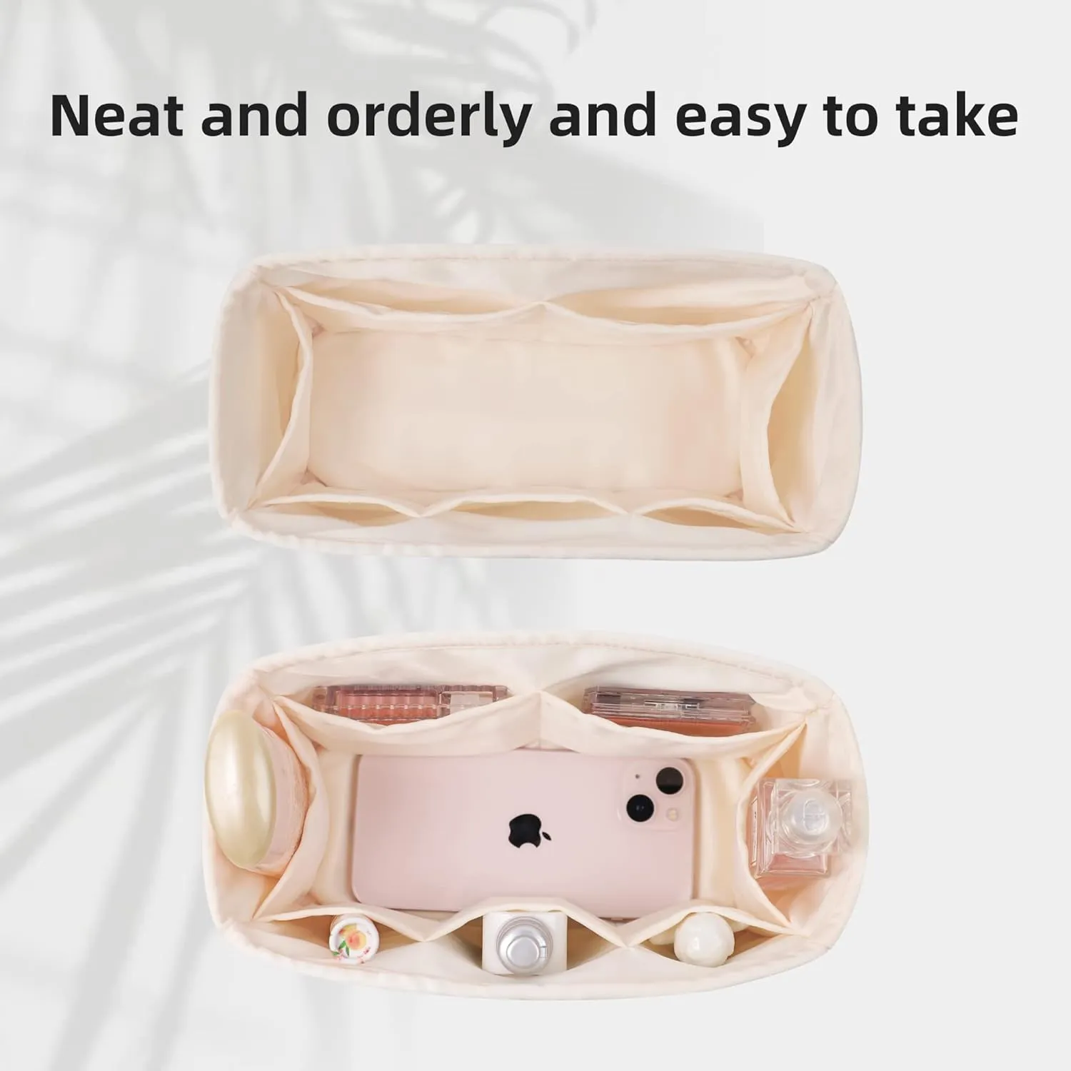 DGAZ Silky Purse Organizer Insert Fits Garden Party 23/26/30/36/45/49 Bags, Luxury Handbag & Tote Organizer, Simplicity bag organizer(Craie,GP23)