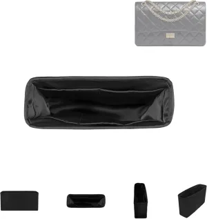DGAZ Silky Purse Organizer Insert for Chanel 2.55 Bags, Luxury Handbag & Tote Organizer, Simplicity bag organizer (Black,2.55 Jumbo 28)