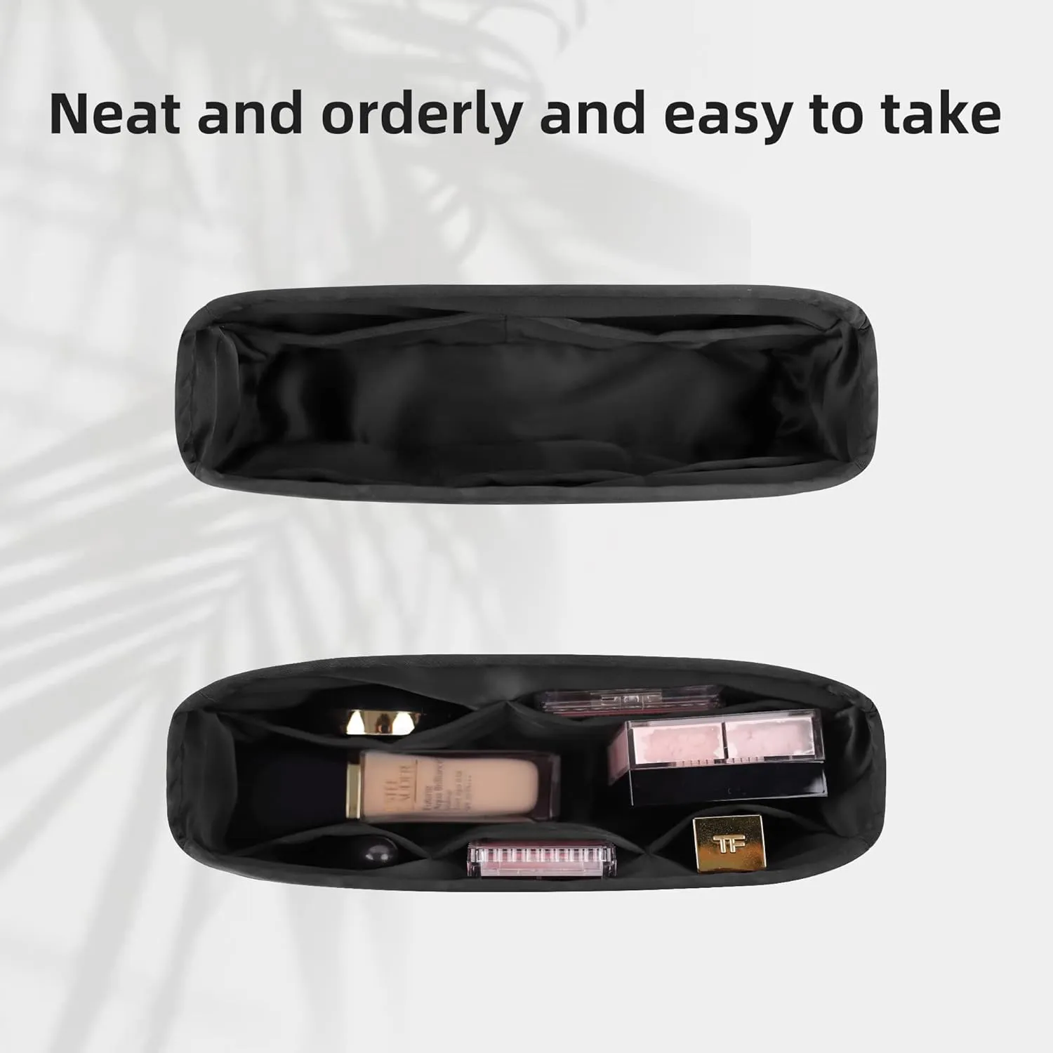 DGAZ Silky Purse Organizer Insert for Chanel 2.55 Bags, Luxury Handbag & Tote Organizer, Simplicity bag organizer (Black,2.55 Jumbo 28)