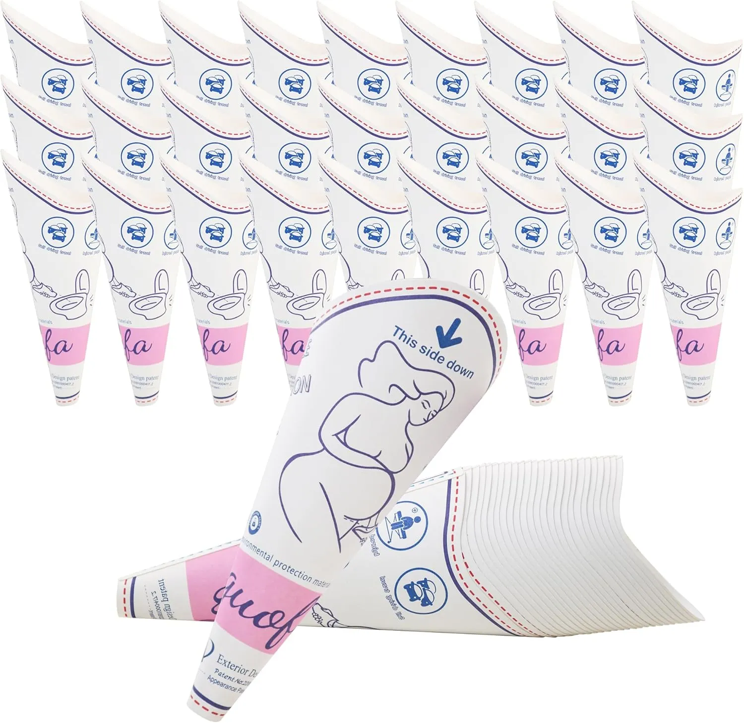 Disposable Female Urination Device, Portable Waterproof Paper Pee Funnel for Women, Stand Up Pee Cup for Travel, Camping, Hiking, Outdoor, Public Toilets, Emergency Use