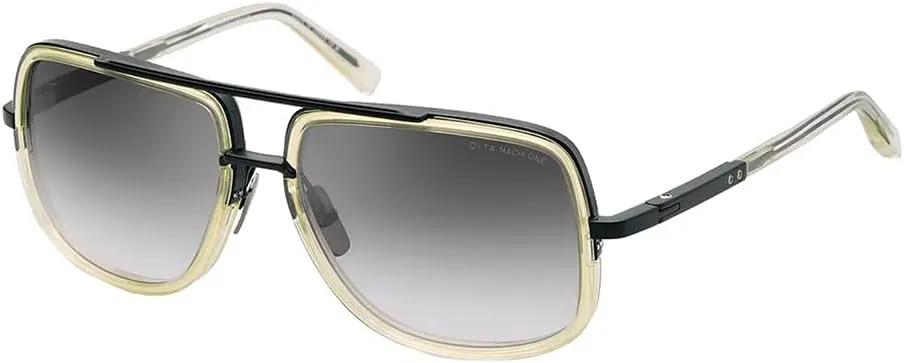 Dita MACH-ONE DT DRX-2030 W-CLR-BLK Matte Black/Vintage Clear Metal Aviator Sunglasses Grey Gradient Lens, 59-17-127