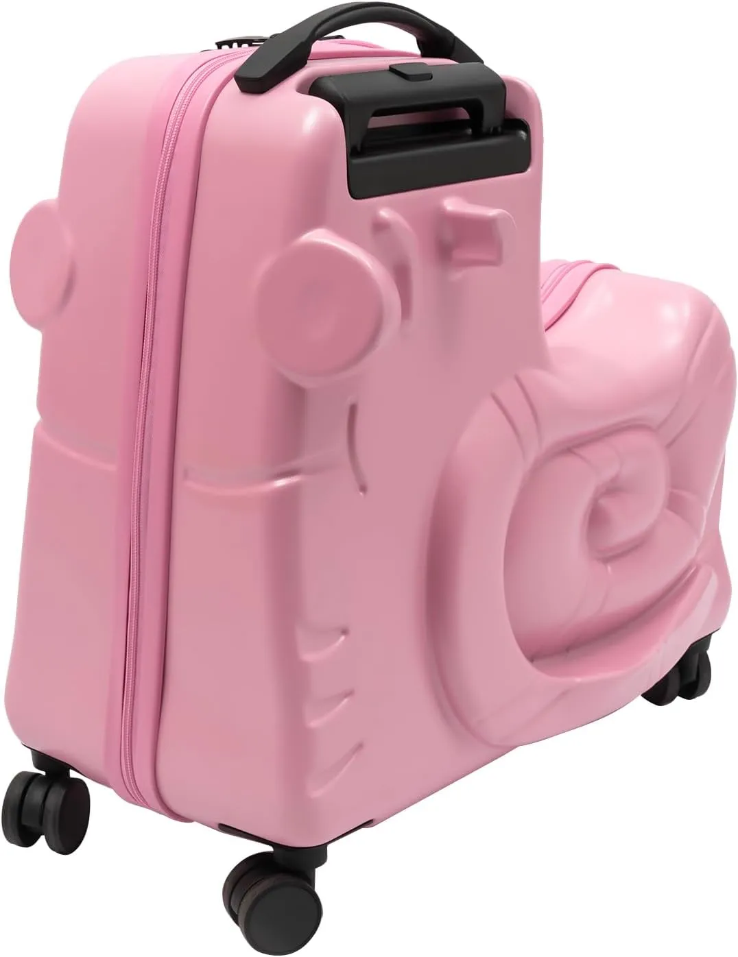 DNYSYSJ 20" Children's Ride On Luggage, Kid's Trolley Suitcase with Universal Wheels and Password Lock, Carry On Luggage Rolling Luggage, Aged 1-6 Years, ABS PC (Pink, Snail Pattern)