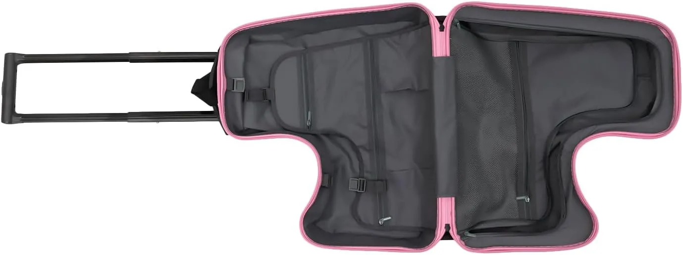 DNYSYSJ 20" Children's Ride On Luggage, Kid's Trolley Suitcase with Universal Wheels and Password Lock, Carry On Luggage Rolling Luggage, Aged 1-6 Years, ABS PC (Pink, Snail Pattern)