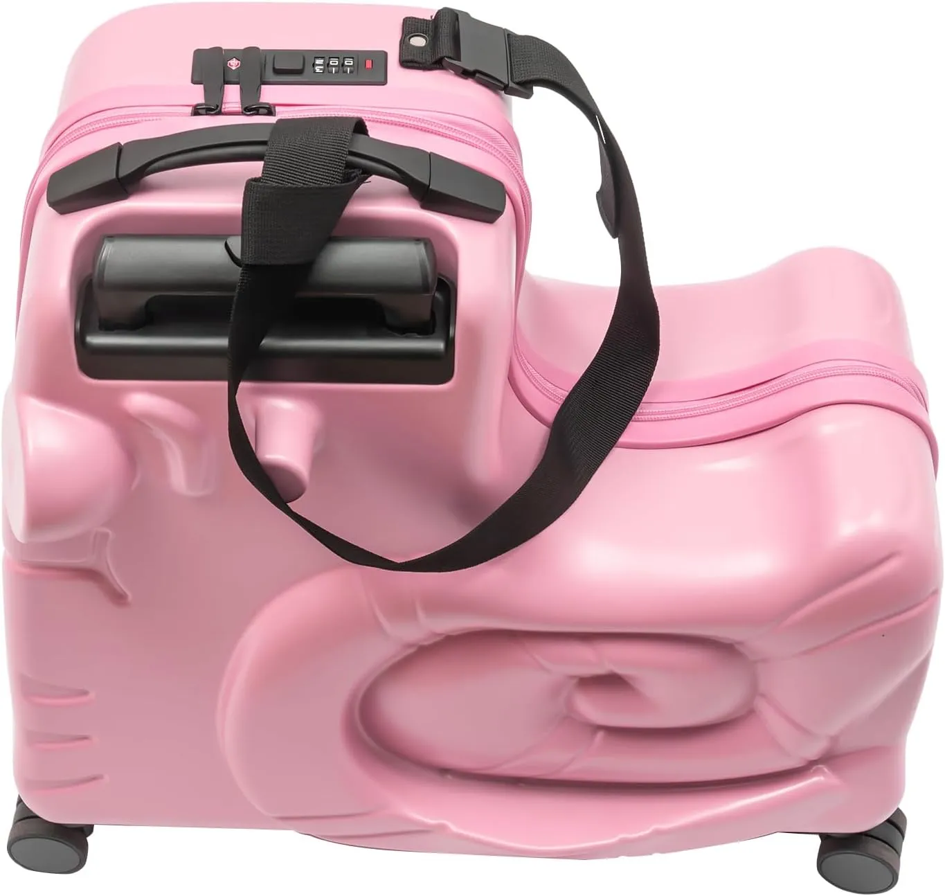DNYSYSJ 20" Children's Ride On Luggage, Kid's Trolley Suitcase with Universal Wheels and Password Lock, Carry On Luggage Rolling Luggage, Aged 1-6 Years, ABS PC (Pink, Snail Pattern)