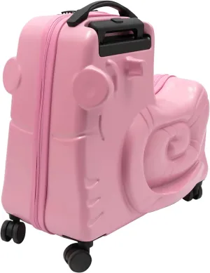 DNYSYSJ 20" Children's Ride On Luggage, Kid's Trolley Suitcase with Universal Wheels and Password Lock, Carry On Luggage Rolling Luggage, Aged 1-6 Years, ABS PC (Pink, Snail Pattern)