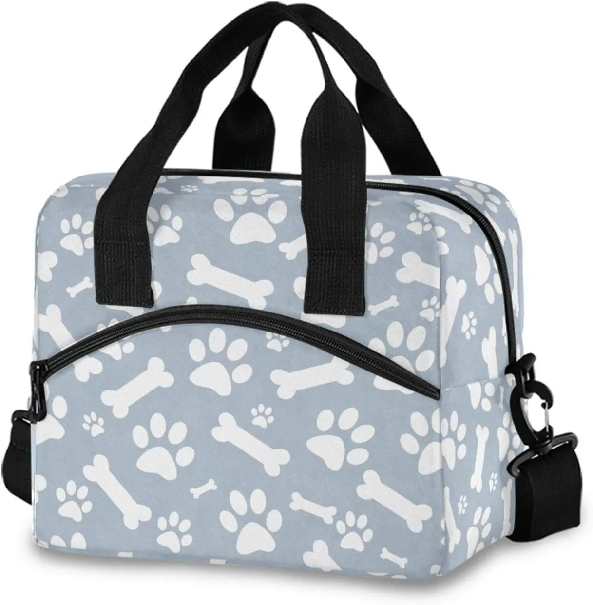 Dog Bone Paw Print Lunch Bag Lunch Box for Man and Women, Large Capacity Crossbody Insulated Lunch Bag Reusable Cooler Bag