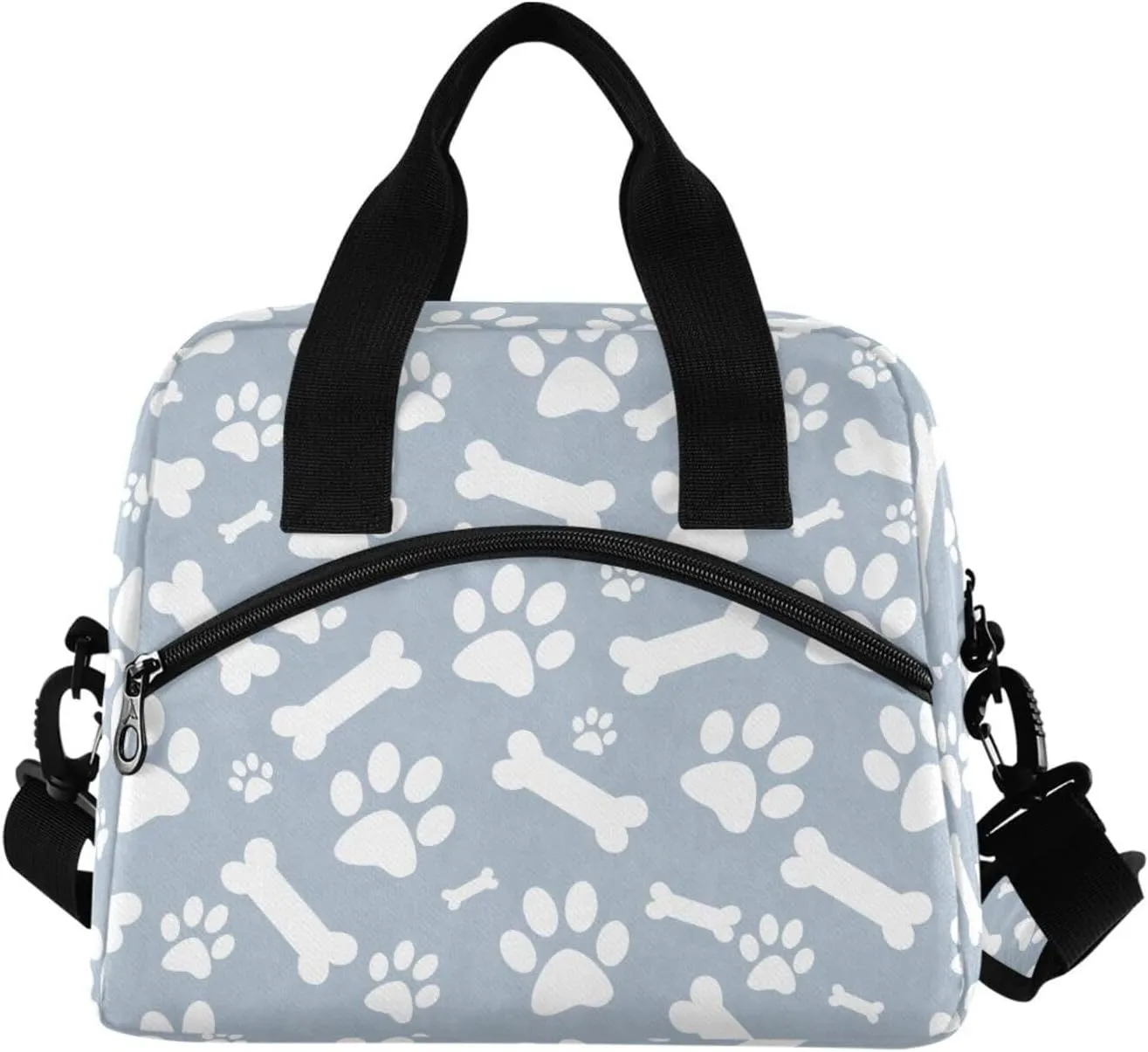 Dog Bone Paw Print Lunch Bag Lunch Box for Man and Women, Large Capacity Crossbody Insulated Lunch Bag Reusable Cooler Bag