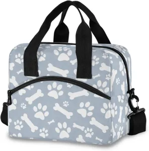 Dog Bone Paw Print Lunch Bag Lunch Box for Man and Women, Large Capacity Crossbody Insulated Lunch Bag Reusable Cooler Bag