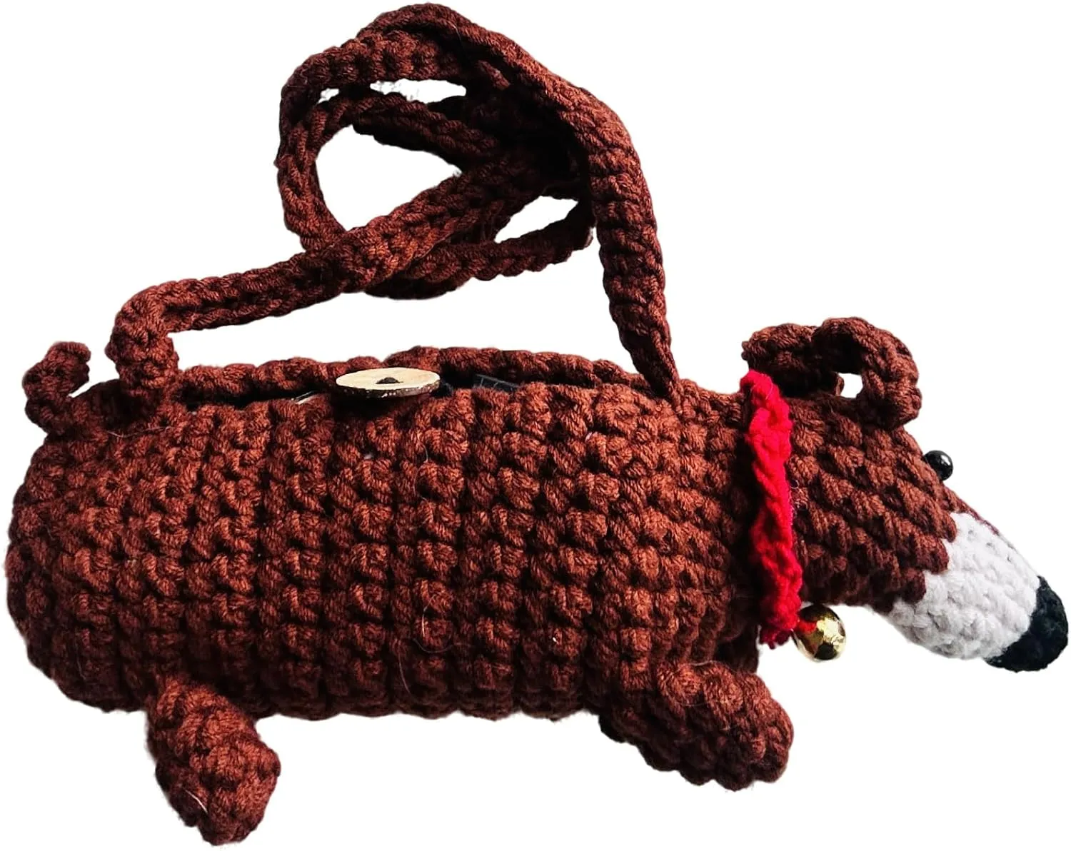 Dog Crochet Purse Dachshund Stuffed Animal Gifts Sling Bag for Women Crossbody Phone Purse Ditty Kawaii Small Bags with Strap