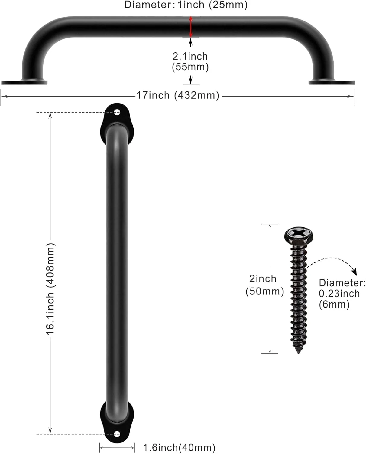 Dolibest 6 Pack 17-Inch Safety Handle, Metal Safety Playground Handles, Playset Hand Grips & Widened Base Design, Playset Handles for Climbing Frame, Treehouse, Play House, Swing Set Accessories