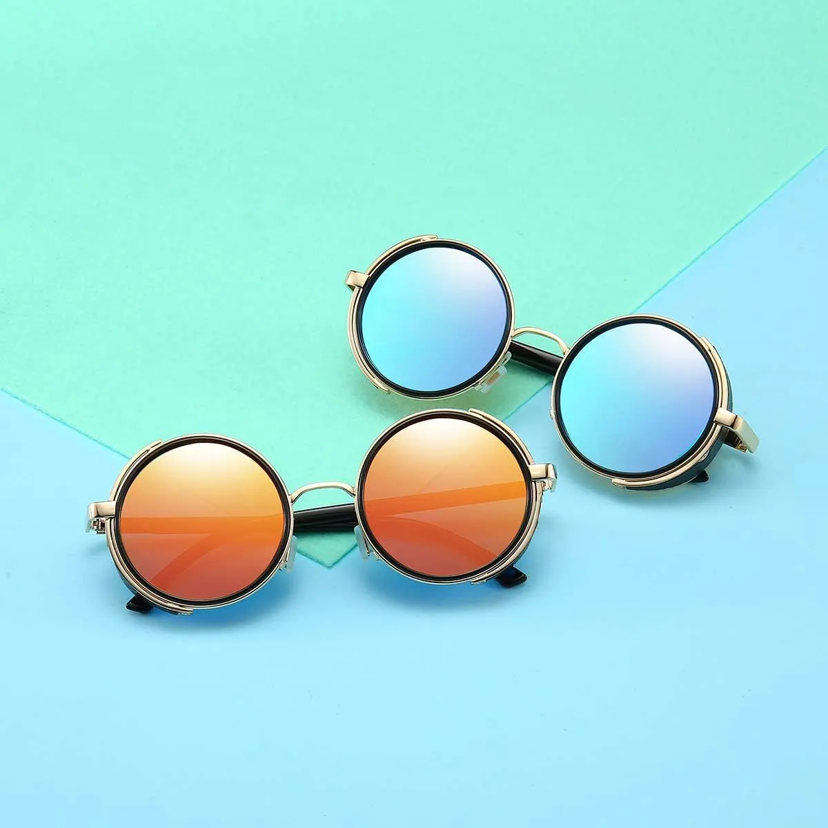 Dollger Steampunk Vintage Retro Round Sunglasses Metal Circle Frame