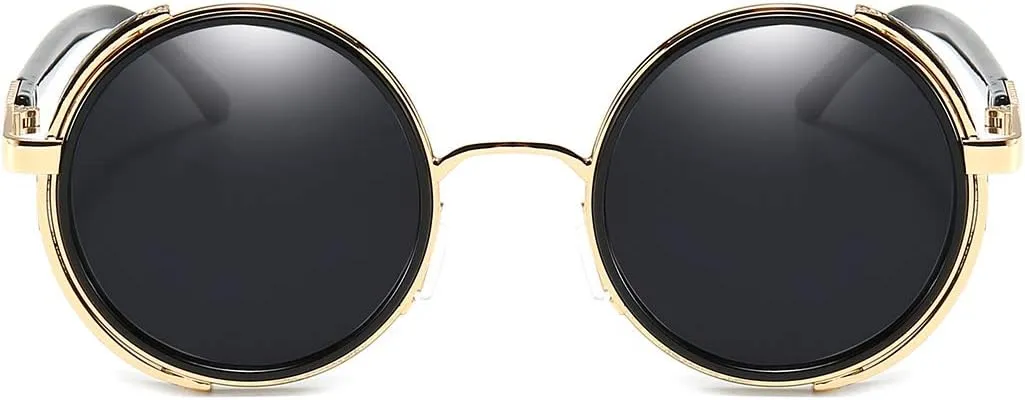 Dollger Steampunk Vintage Retro Round Sunglasses Metal Circle Frame
