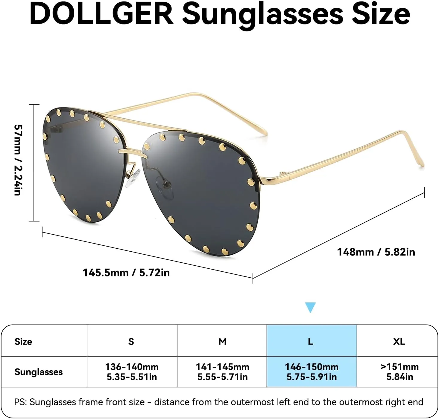 Dollger Studded Sunglasses for Women Fashion Studded Aviator Sunglasses Metal Frame UV 400