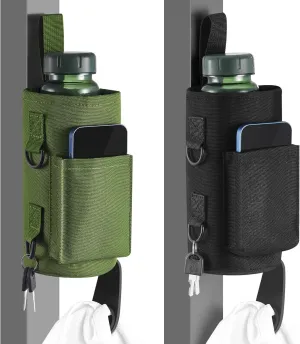Domensi 2 Pcs Magnetic Gym Bag Water Bottle Carrier Bag Sling Pouch with Shoulder Strap Phone Pocket Silicone Towel Buckle for Men Women Gym Accessories Organizer