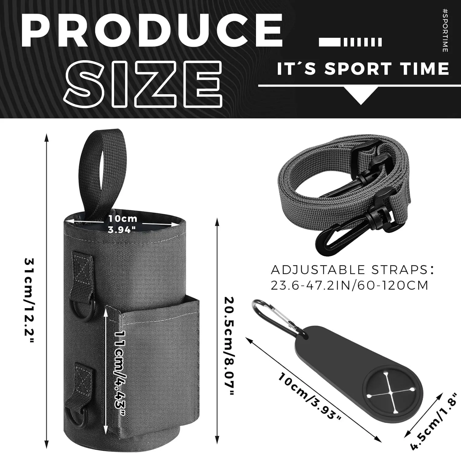Domensi Magnetic Water Bottle Holder Gym Water Bottle Carrier Bag Pouch Sleeve with Phone Pocket Silicone Towel Buckle and Sling for Men Women Gym Accessories Organizer