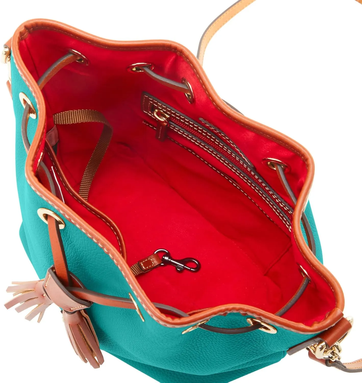 Dooney & Bourke Crossbody Bucket Bags for Women, Pebble Grain Leather Aimee Crossbody Drawstring Purse