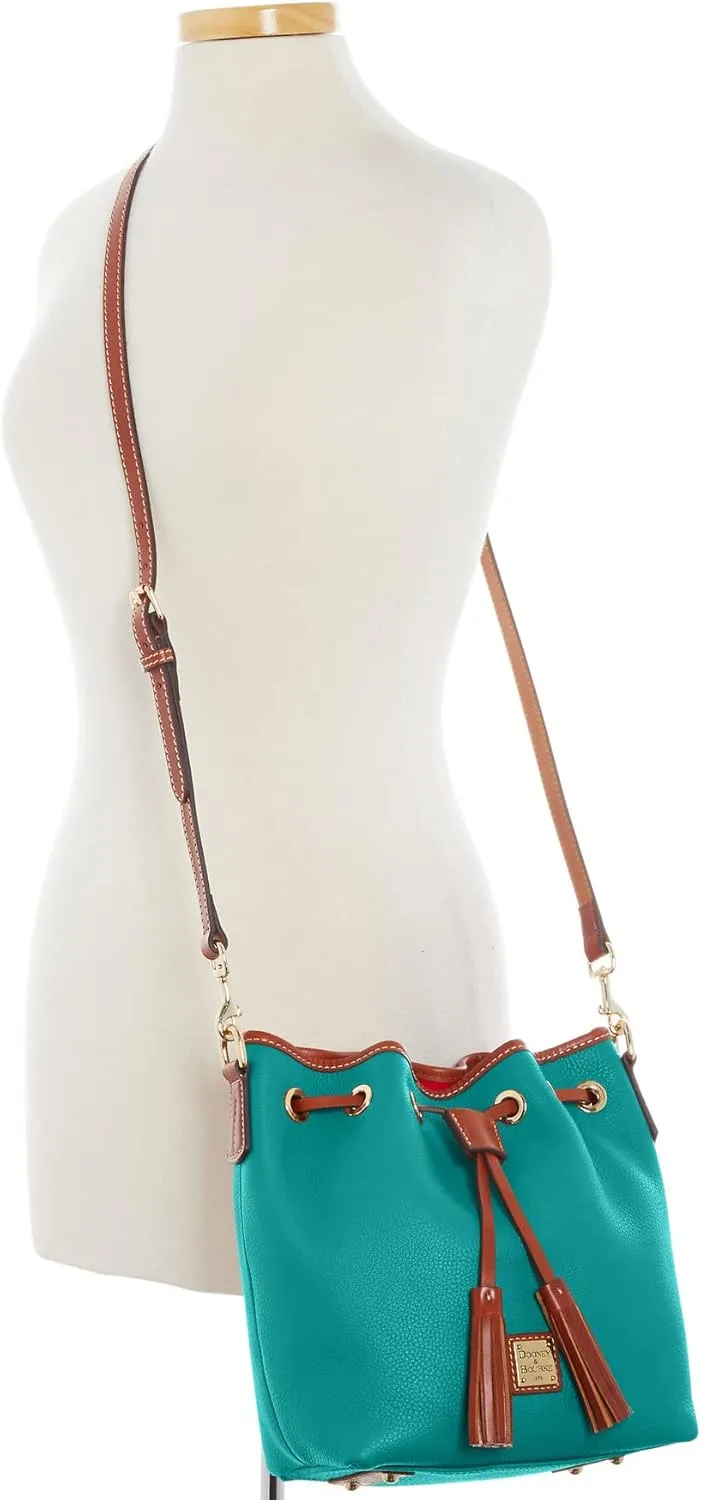 Dooney & Bourke Crossbody Bucket Bags for Women, Pebble Grain Leather Aimee Crossbody Drawstring Purse