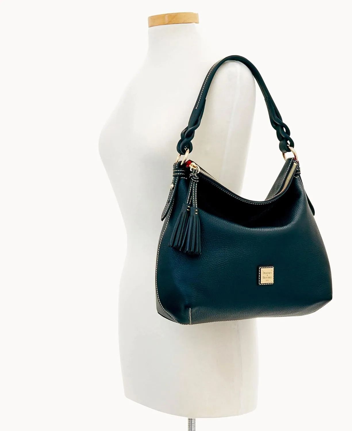 Dooney & Bourke Hobo Bags for Women, Pebble Grain Leather Twist Strap Hobo Shoulder Bag