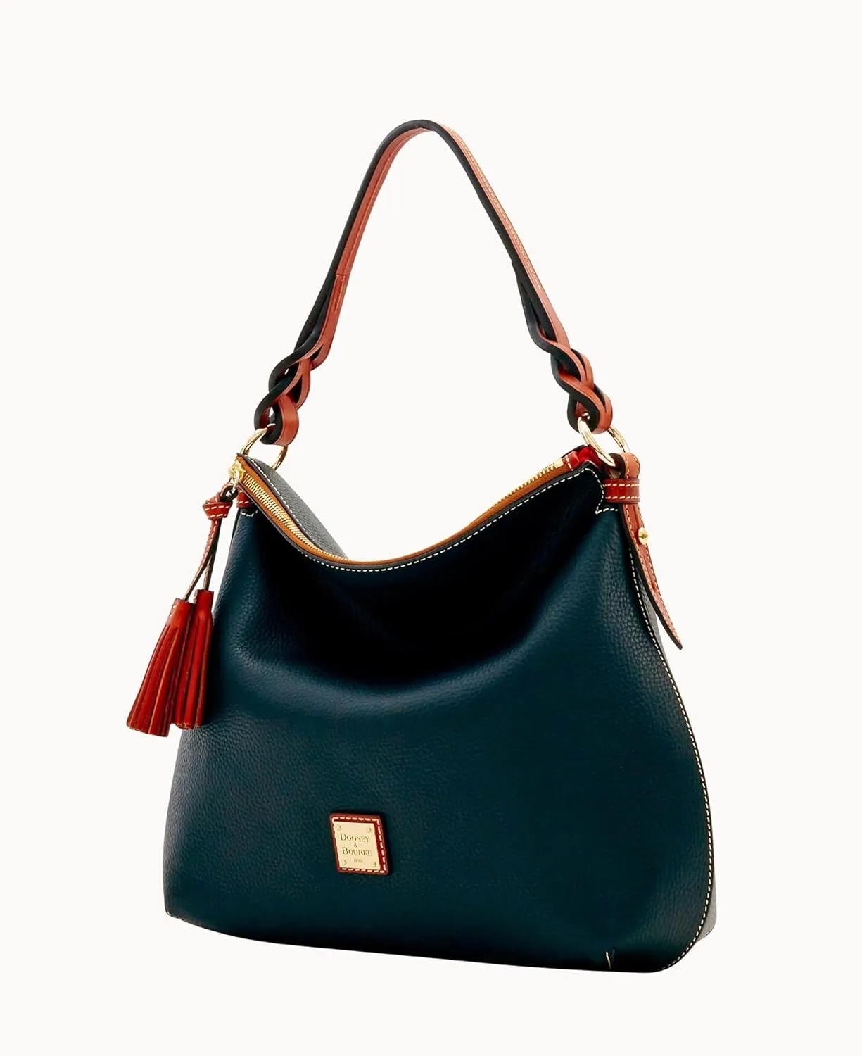 Dooney & Bourke Hobo Bags for Women, Pebble Grain Leather Twist Strap Hobo Shoulder Bag