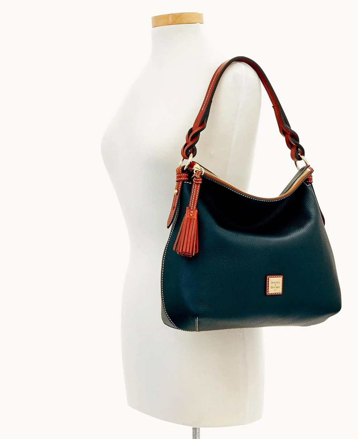 Dooney & Bourke Hobo Bags for Women, Pebble Grain Leather Twist Strap Hobo Shoulder Bag