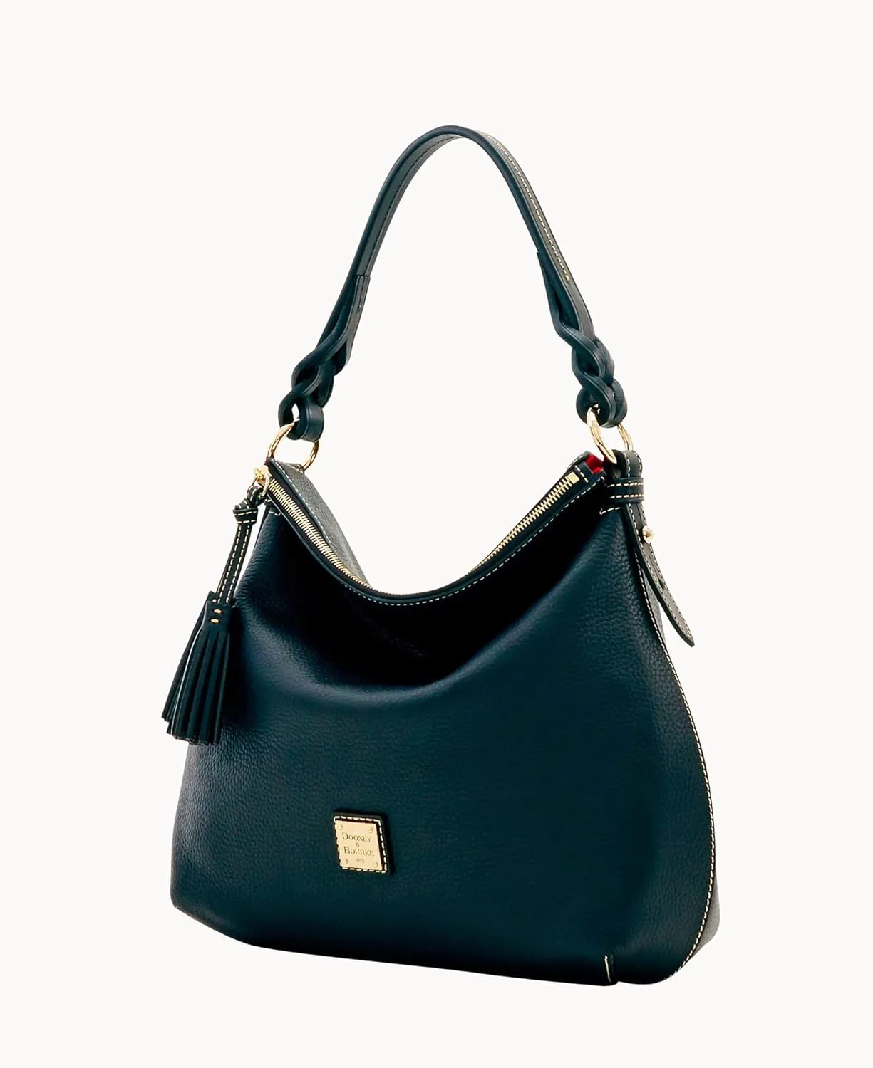 Dooney & Bourke Hobo Bags for Women, Pebble Grain Leather Twist Strap Hobo Shoulder Bag
