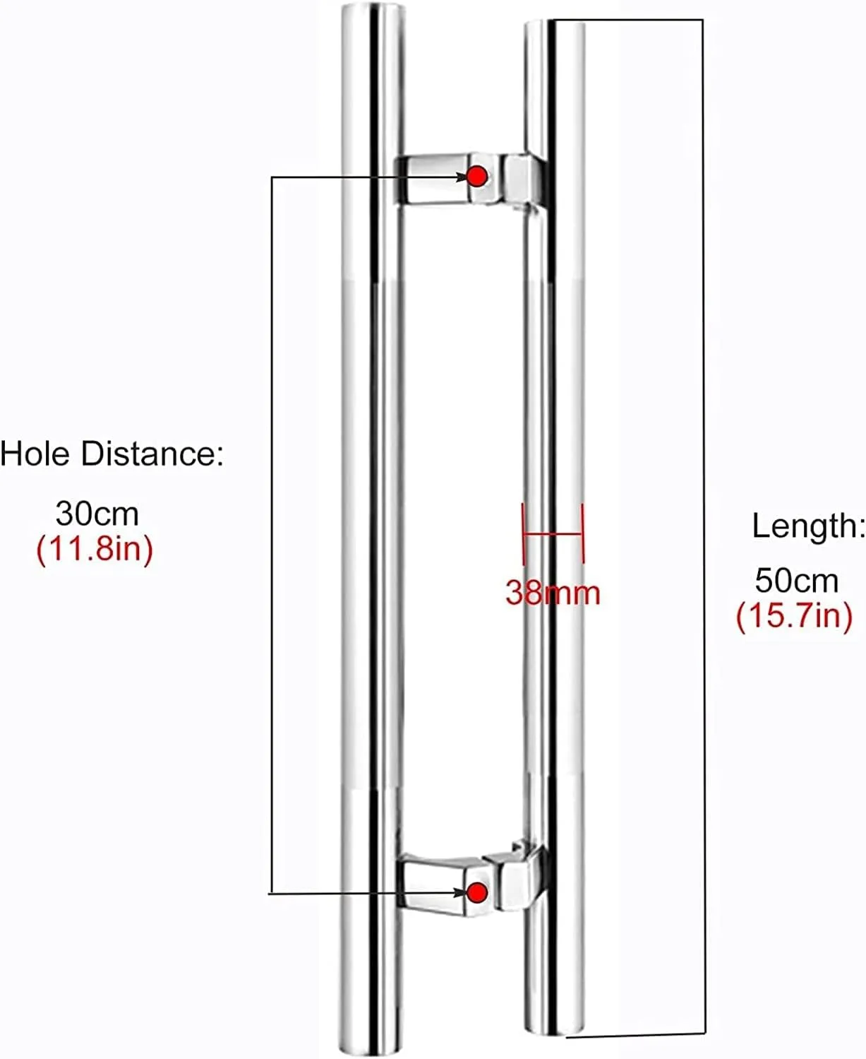 Door Push Pull Door Handle 20/24/32/40Inch Glass Door Pull Push Handle, Contemporary Stainless Steel Interior Exterior Sliding Door Handle, Kitchen/Bathroom/Office Door Handles, Tw