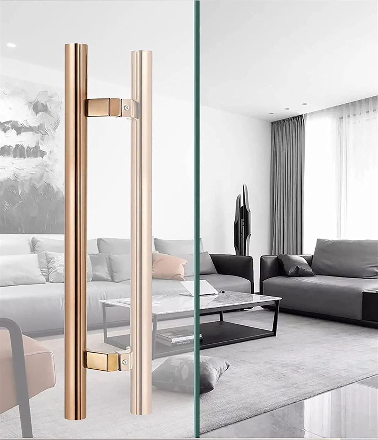 Door Push Pull Door Handle 20/24/32/40Inch Glass Door Pull Push Handle, Contemporary Stainless Steel Interior Exterior Sliding Door Handle, Kitchen/Bathroom/Office Door Handles, Tw