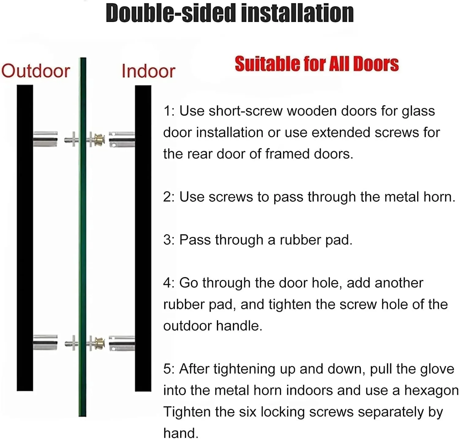 Door Push Pull Door Handle 20/24/32/40Inch Glass Door Pull Push Handle, Contemporary Stainless Steel Interior Exterior Sliding Door Handle, Kitchen/Bathroom/Office Door Handles, Tw