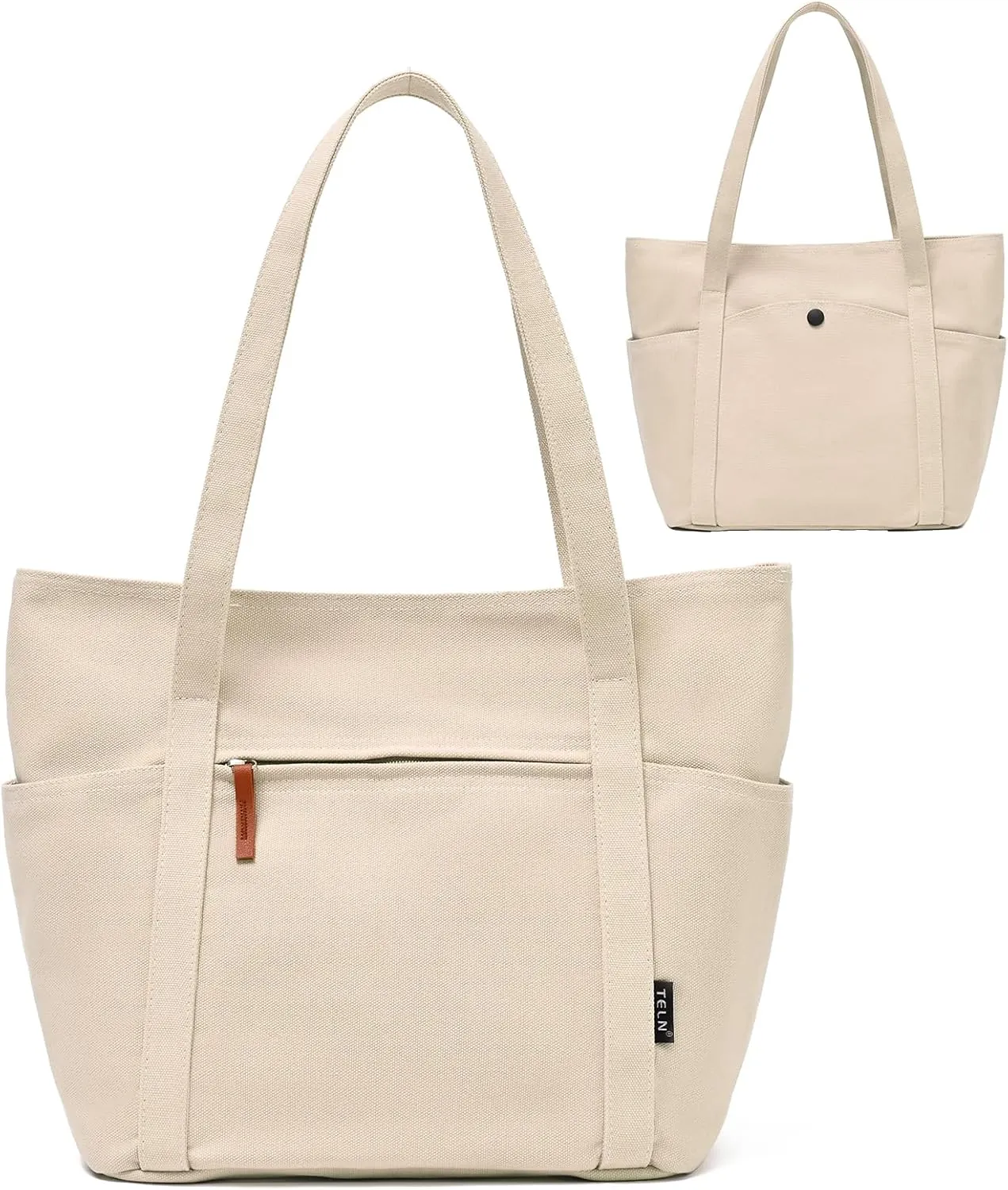 Double-sided Canvas Tote Bag, Womens Handbags Totes Purse with Zipper, Satchel Tote for Work Travel Nurse College