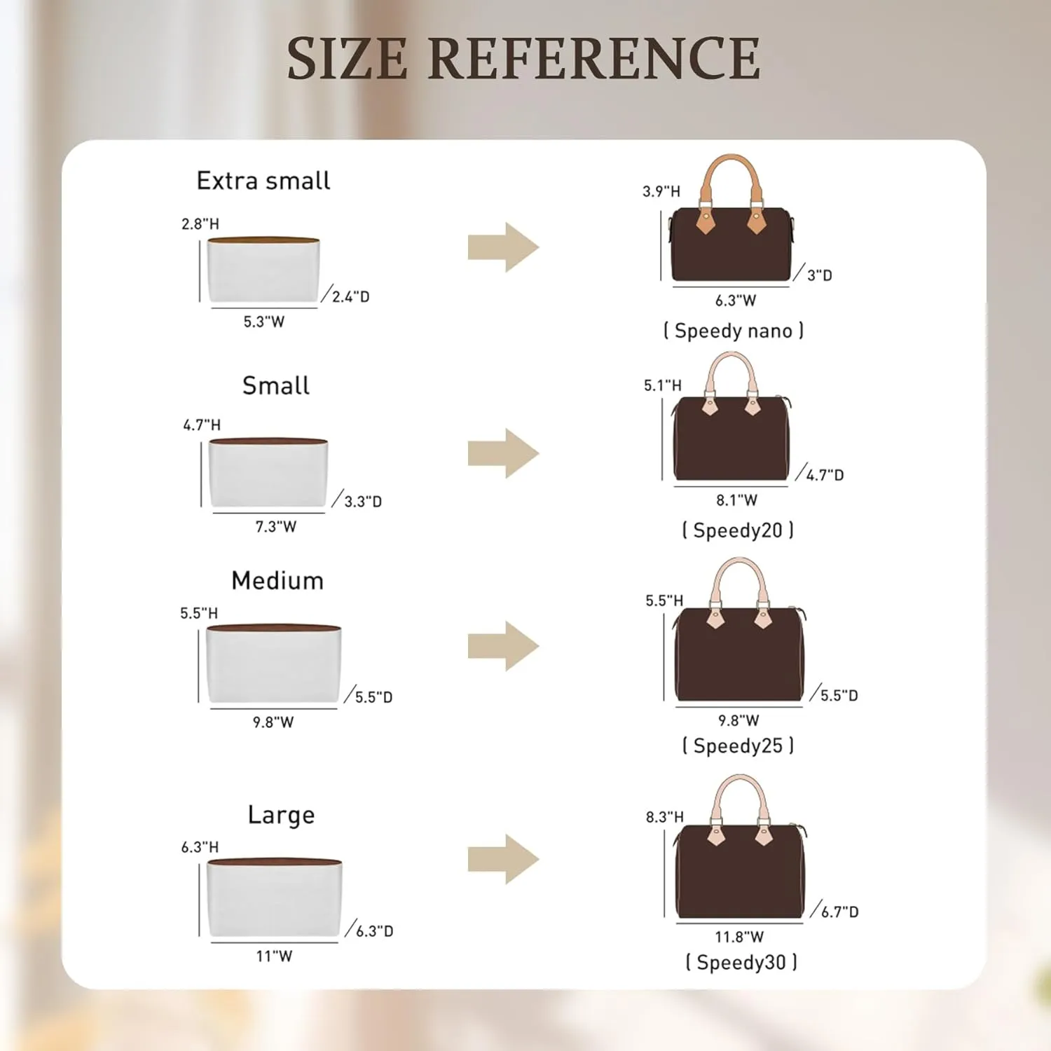 Doxo Bag Organizer Insert, Purse Organizer Insert Compatible with Speedy 30, Neverfull MM, le pliage Large and More, Lightweight Dupontpaper Bag Insert with Zip, 11 Pockets(Brown, L)