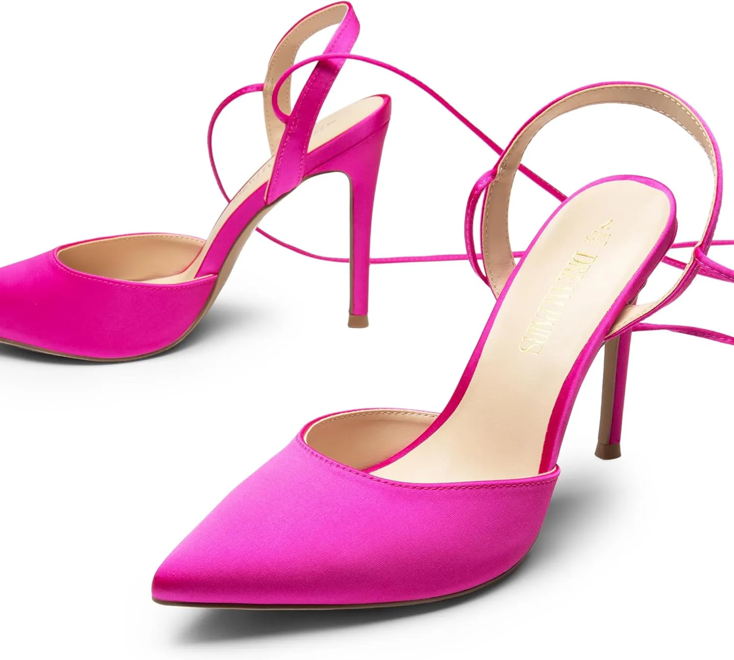 DREAM PAIRS Women's Strappy High Stilletos Heels Pointed Toe Sexy Slingback Lace Up Dress Wedding Pumps Shoes