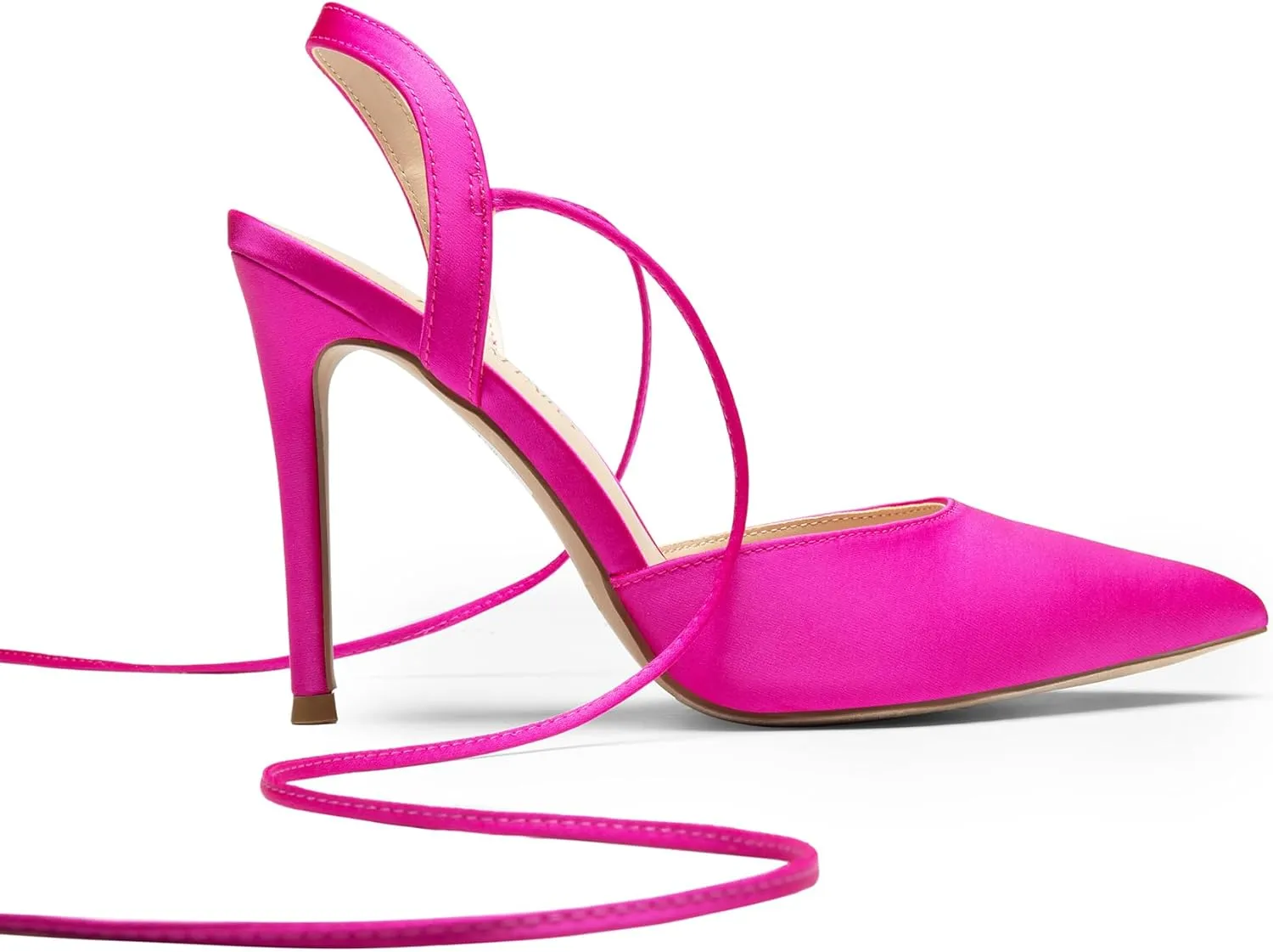DREAM PAIRS Women's Strappy High Stilletos Heels Pointed Toe Sexy Slingback Lace Up Dress Wedding Pumps Shoes