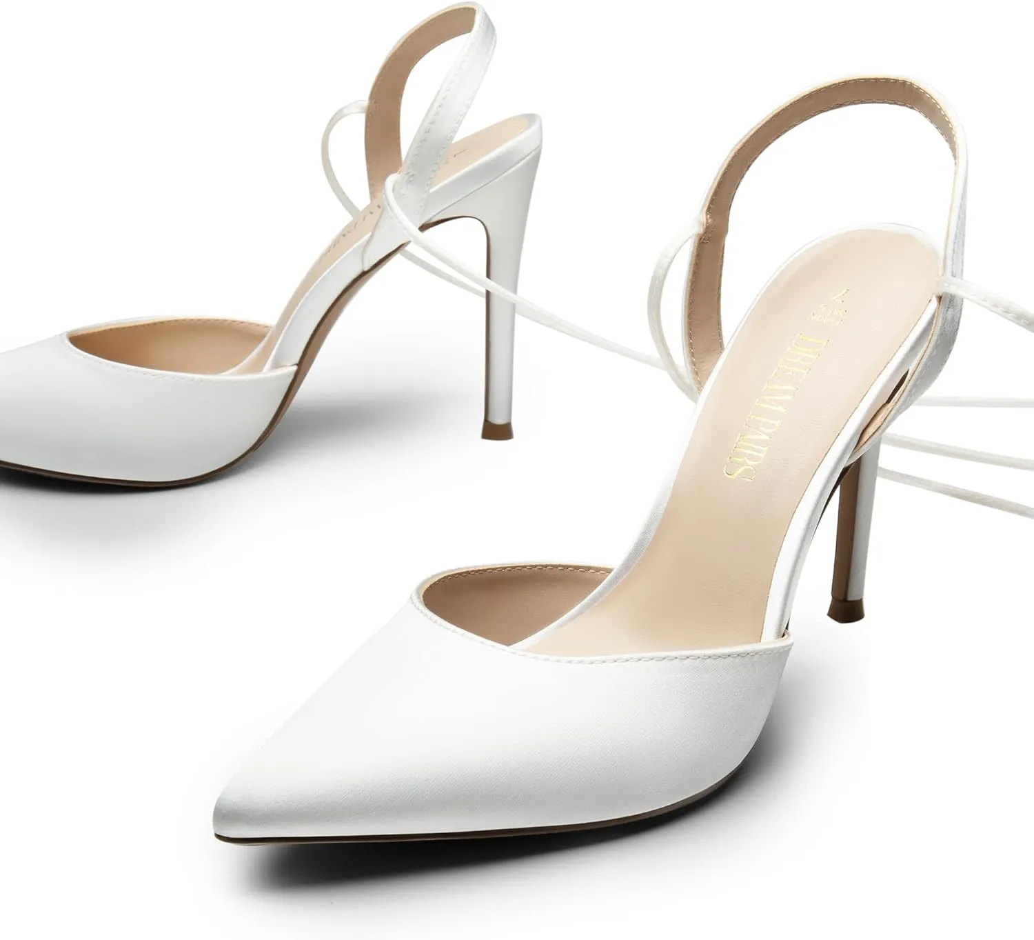 DREAM PAIRS Women's Strappy High Stilletos Heels Pointed Toe Sexy Slingback Lace Up Dress Wedding Pumps Shoes