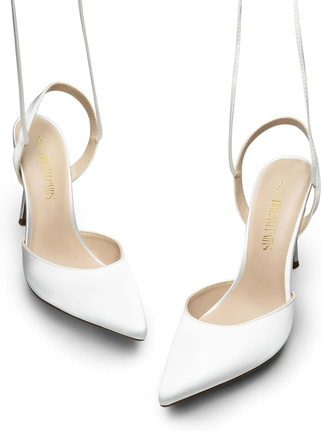 DREAM PAIRS Women's Strappy High Stilletos Heels Pointed Toe Sexy Slingback Lace Up Dress Wedding Pumps Shoes