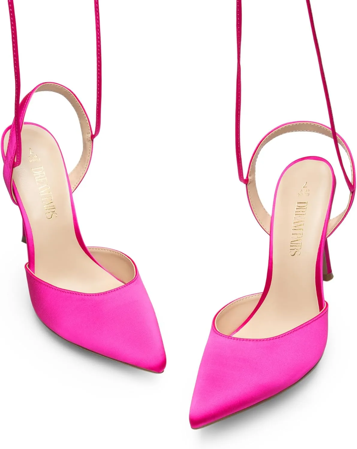 DREAM PAIRS Women's Strappy High Stilletos Heels Pointed Toe Sexy Slingback Lace Up Dress Wedding Pumps Shoes